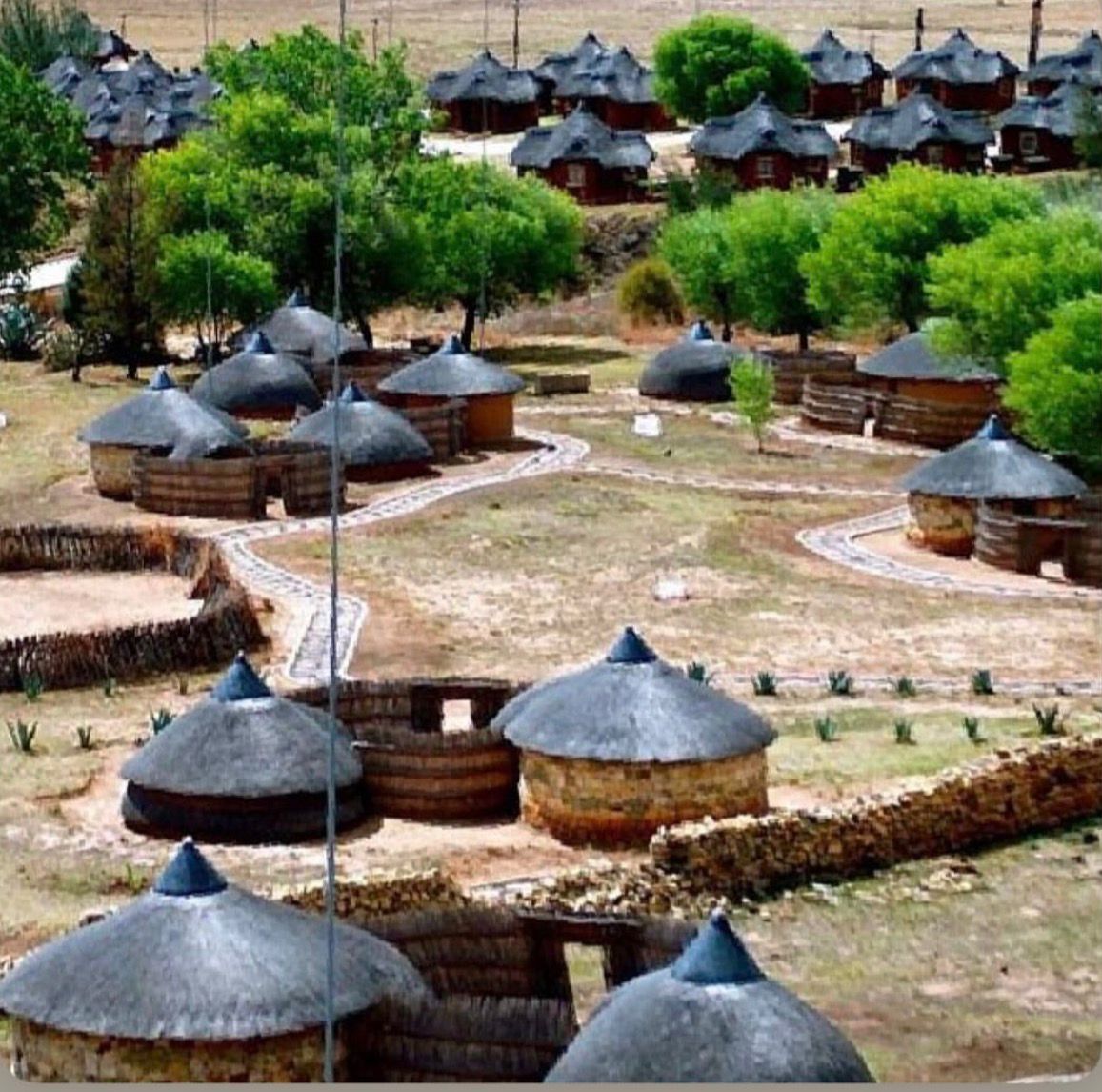 Traditional Basotho rondavels at Thaba Bosiu