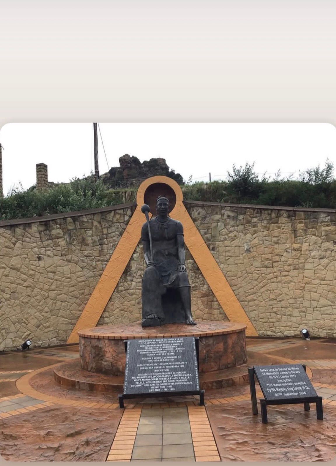 Panoramic view of Thaba Bosiu cultural village and Maluti Mountains